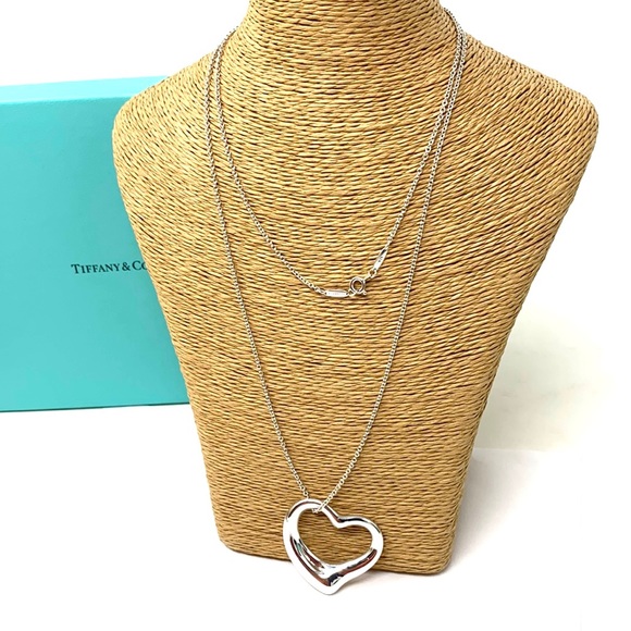 💯% Authentic Tiffany & CO. Elsa Peretti Big Open Heart Pendant Necklace 💖 - Picture 2 of 11